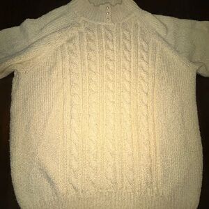 Karen Scott Yellow Cable-Knit Mock Neck Sweater with Pearl Accents